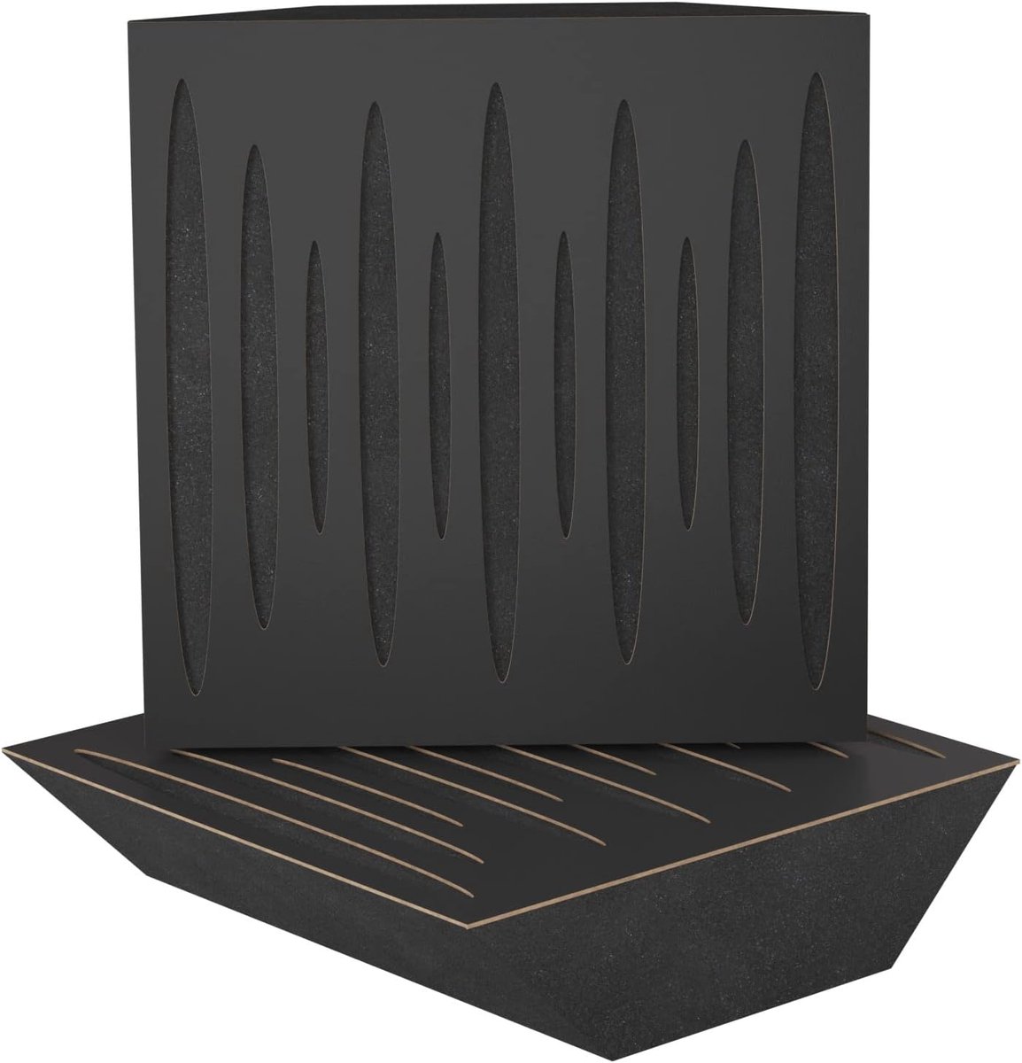 Basstraps Hoek - Geluidsabsorptie Panel - Studio Geluid - Diffusie Groeven - 50x50cm - Zwart