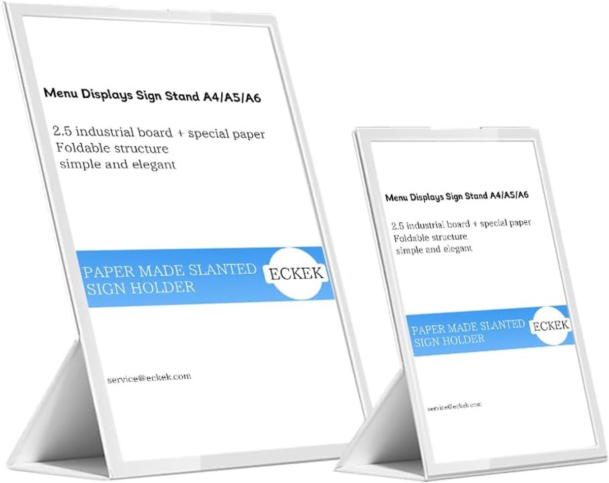 Schuine Tekenhouder - Menu Display - Presentatie Documenten - Stabiel Ontwerp - A6 Formaat - Wit