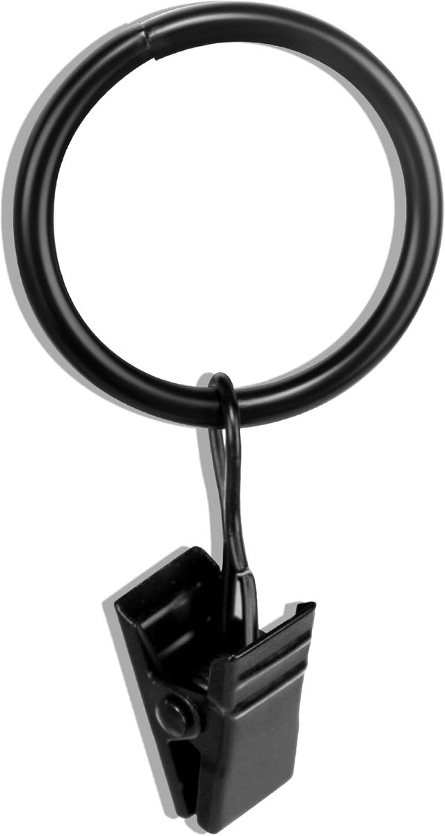 Gordijnringen met Clips - Klepringen Gordijn - Vensterdecoratie Ophangen - 40 Stuks Set - 1 Inch Binnenmaat - Zwart