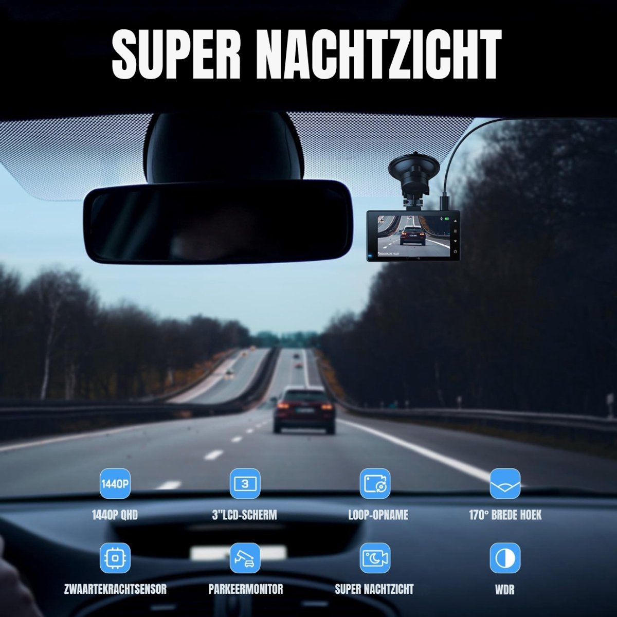 SAVI® Dashcam voor Auto Voor en Achter - Dashcam -Zwart - 9cmx 4cmx 5cm; 345 g – foto 6