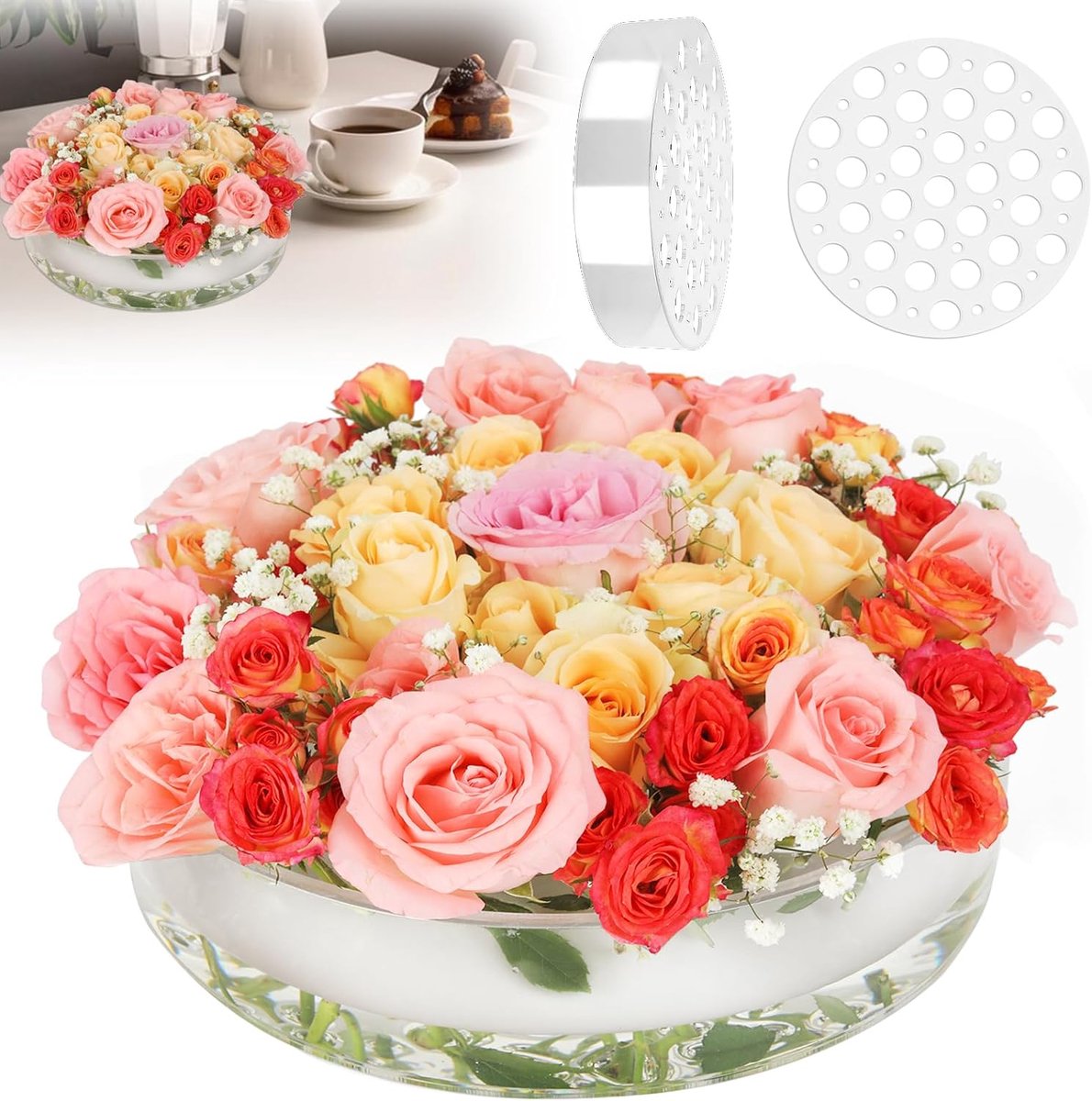 Acryl Bloemenvaas - Bruiloft Decoratie - Bloemstukken Maken - 31 Grote 18 Kleine Gaten - 305 Cm Diameter - Helder