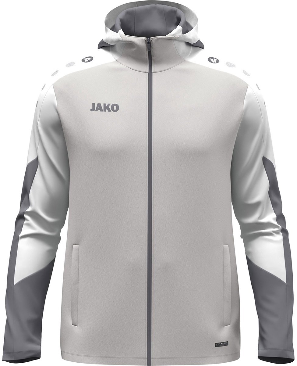 Jako Dynamic Jas Met Kap Kinderen - Lichtgrijs / Wit / Grijs | Maat: 140