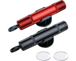 2 stuks - autoglas breker - gordelsnijder met glasbreker - gordel snijder auto - gordelsnijder met glasbreker en mes - met testglas - Glas - Rood - Zwart