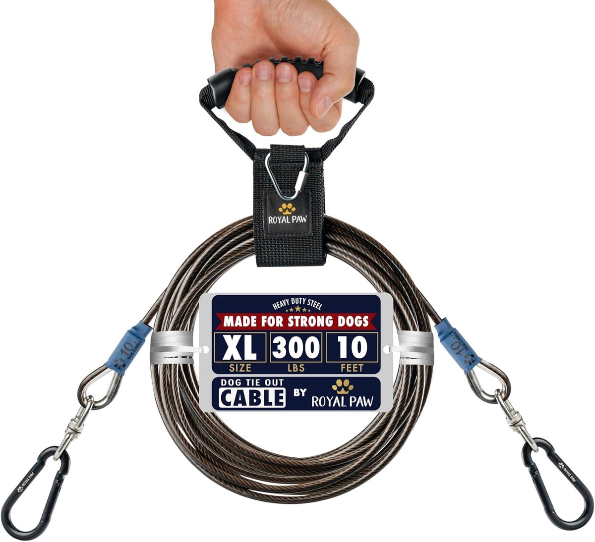 Hondenbindkabel Lang - Hondenriem Zwaar - Buiten Activiteiten - Roestvrij Staal - 3 Meter - Onyx Zwart
