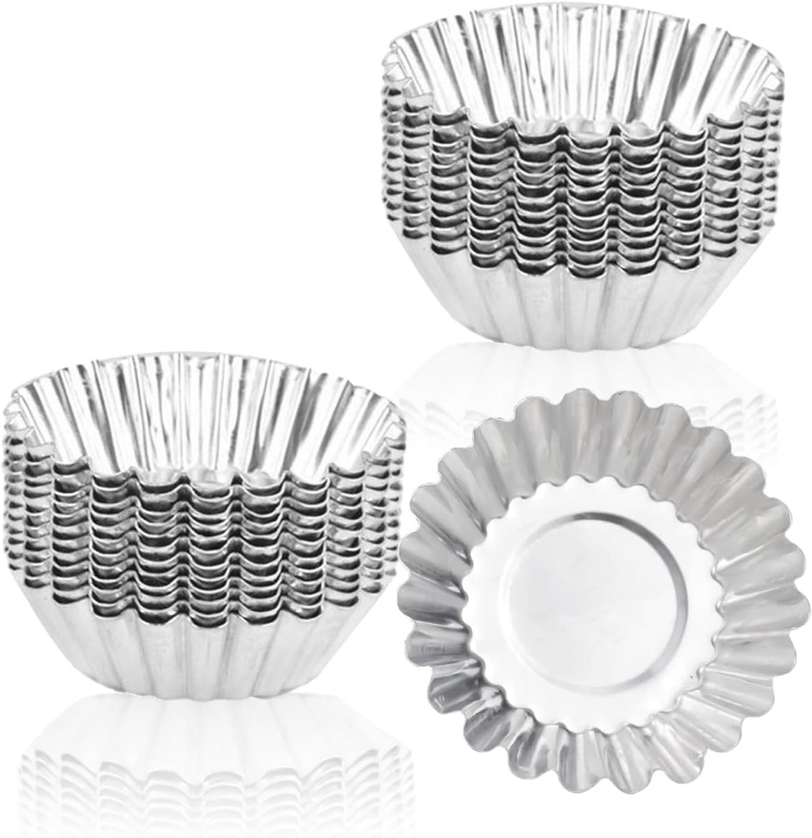 Allecto - Bakvormen - Herbruikbare aluminium en staal - Ideaal voor eieren - 20 stuks - Voor cake en koekjes - Geschikt voor elke bakliefhebber - S...