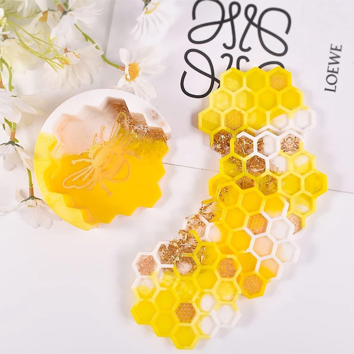 Onderzetter Mallen - Hars Knutselen - DIY Decoratie - Honingraat Ontwerp - 5 Stuks