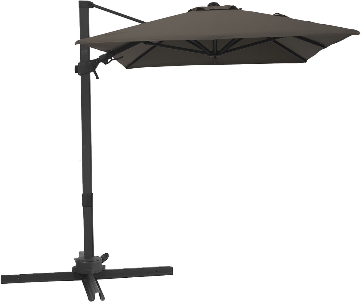 AXI Nyra Zweefparasol 200x300 cm Antraciet/taupe incl. Hoes – Gepoedercoat frame met kruisvoet – 360° Draaibaar - Kantelbaar