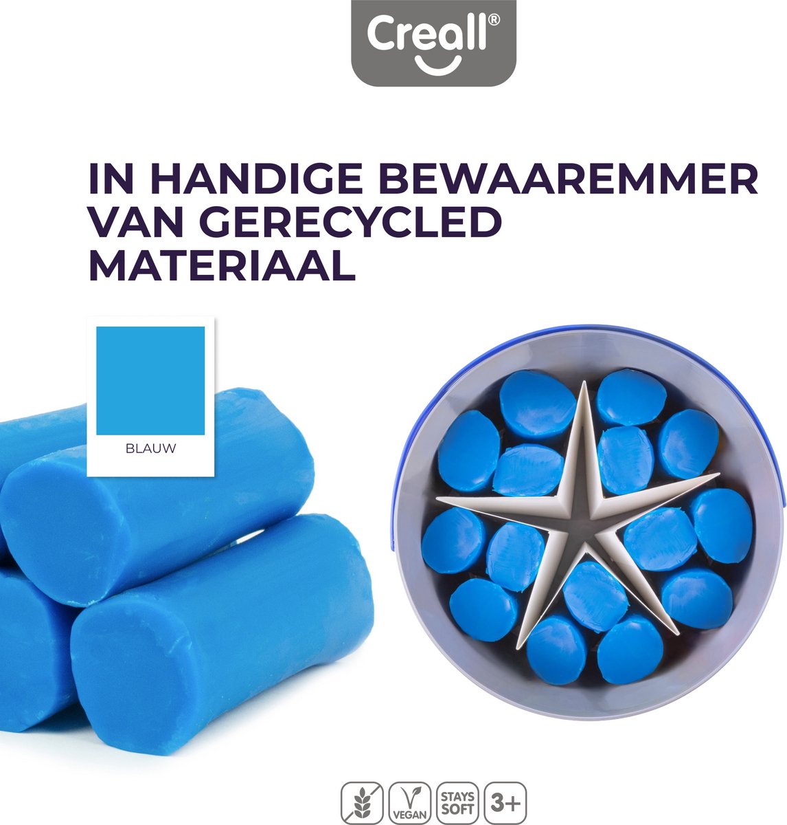 Creall Supersoft boetseerklei - blauw - hersluitbare emmer - 1750 gram - glutenvrij - gemaakt in Nederland — afbeelding 9