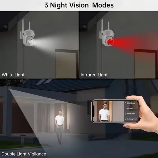 3 MP HD Beveiligingscamera, Met SD kaart slot en Wifi. Werkt in de Tuya app. (wit) Type: AP-Q027. (GRATIS APP ZONDER RECLAME OF ABBONEMENT) van Merkloos — afbeelding 4