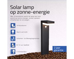 Solar staande lamp 'Oslo' - Sta lamp voor buiten - Zwart - Met bewegingssensor - Solar tuinverlichting - Tuinverlichting op zonne-energie