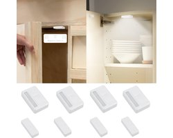 Kast Lichten - Draadloze Sensor Lichten - Deur Open Auto - Batterij Aangedreven - 4 Pack Mini Puck…