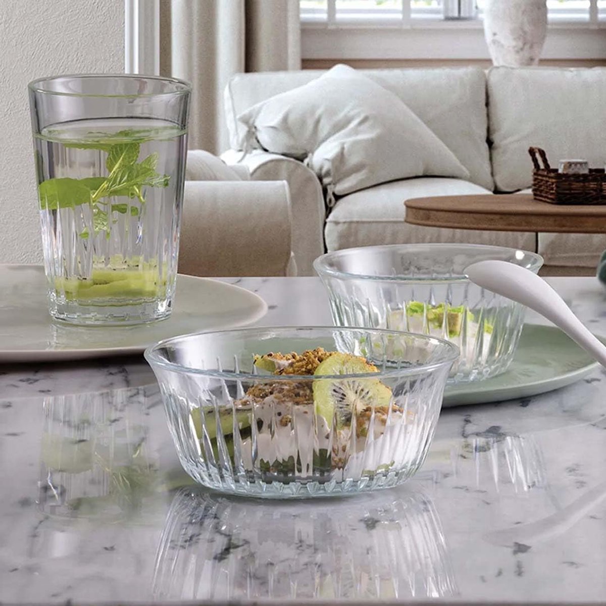 Glazen schalen set - Dessertkommen compote - Snacks en desserts - Magnetron vaatwasserbestendig - 140 ml inhoud - Transparant