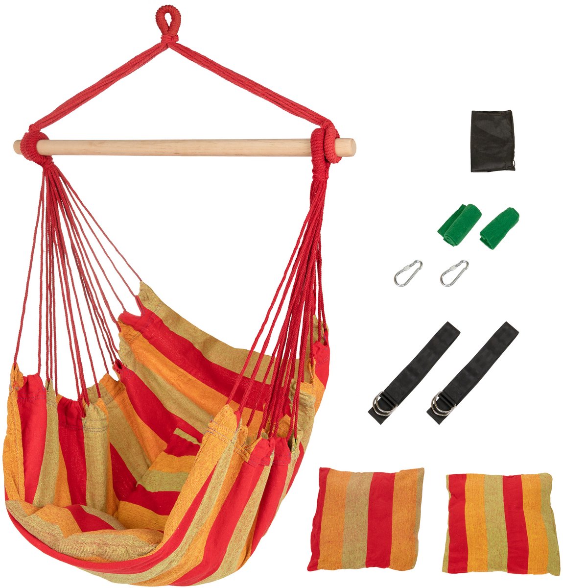 ib style Kalea Hangstoel - Hangnest - Binnen en buiten - 2 Kussen - Rood/Geel