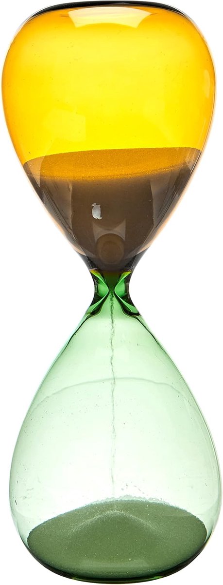 Zandloper - Zandglas Tijdmeter - Koken Decoratie - 15 Minuten Looptijd - 73x73x190 mm - Oranje Groen