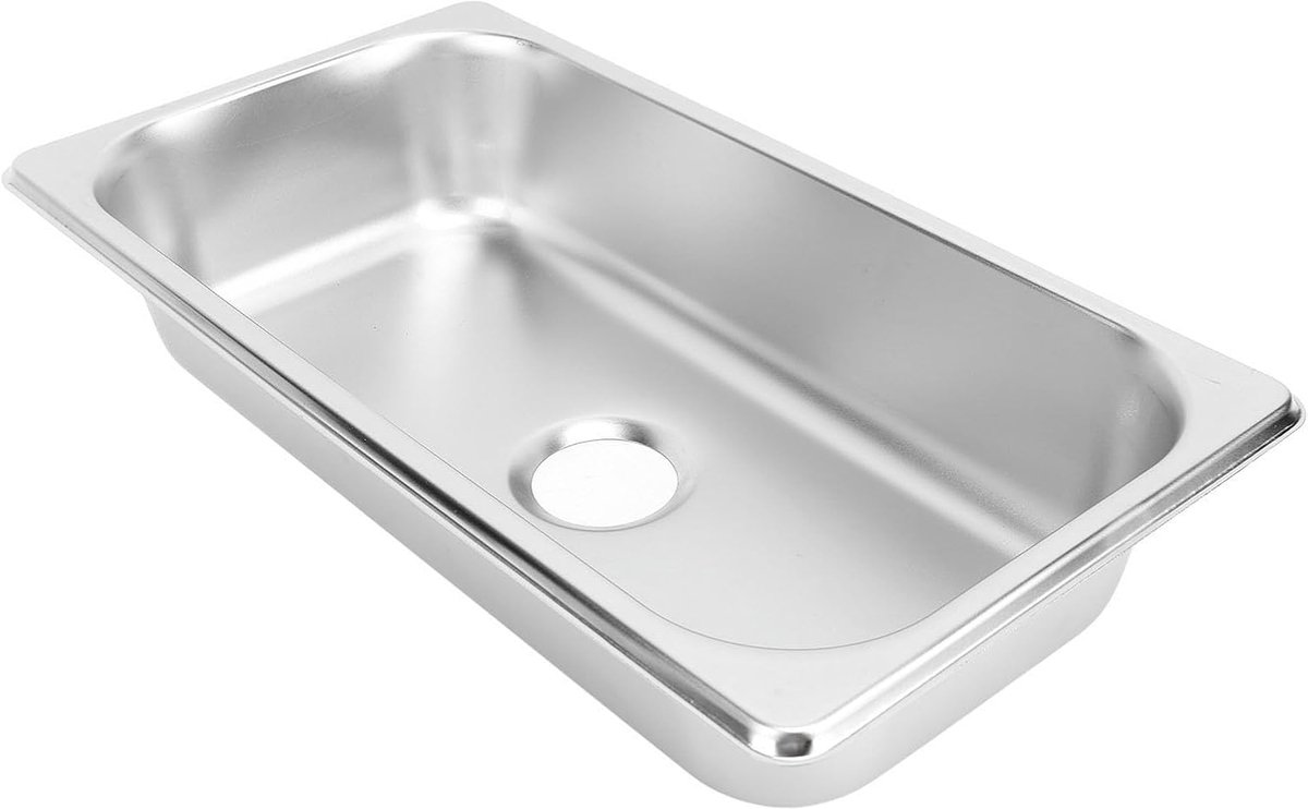 Enkele Spoelbak - Keukengootsteen Handwasbak - Boot Caravan Keuken - Roestvrij Staal 304 - 32.5x17.6x6.5cm - Zwart