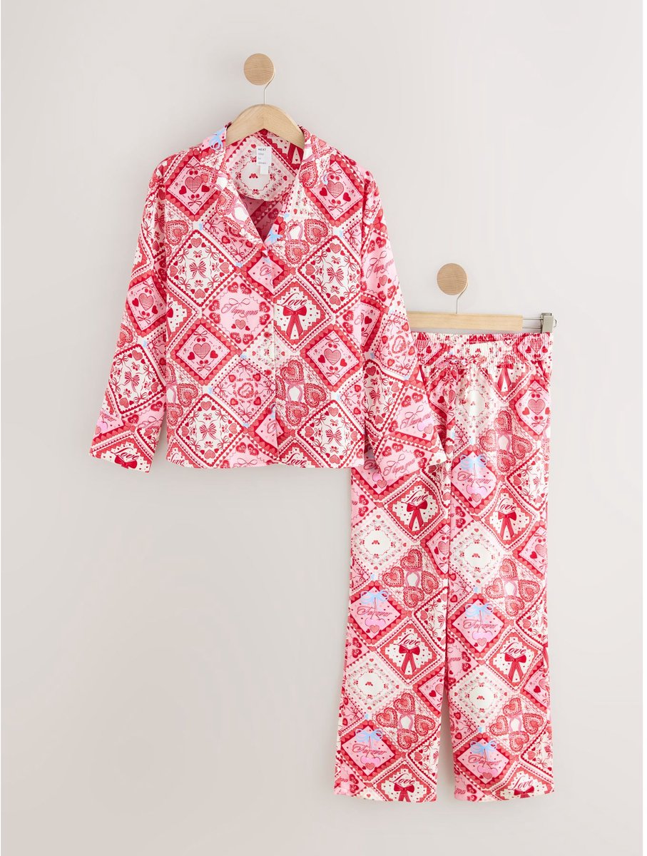 Next - Dames - Satijnen pyjama met knoopsluiting - Roze