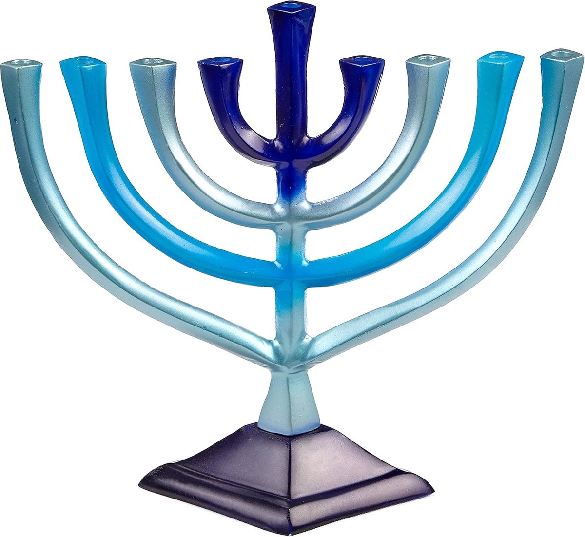 Kleurrijke Kaarsenstandaard - Aluminium Kandelaar - Feestelijke Decoratie - Past op Standaard Kaarsen - 30 cm Hoog - Blauw Verloop