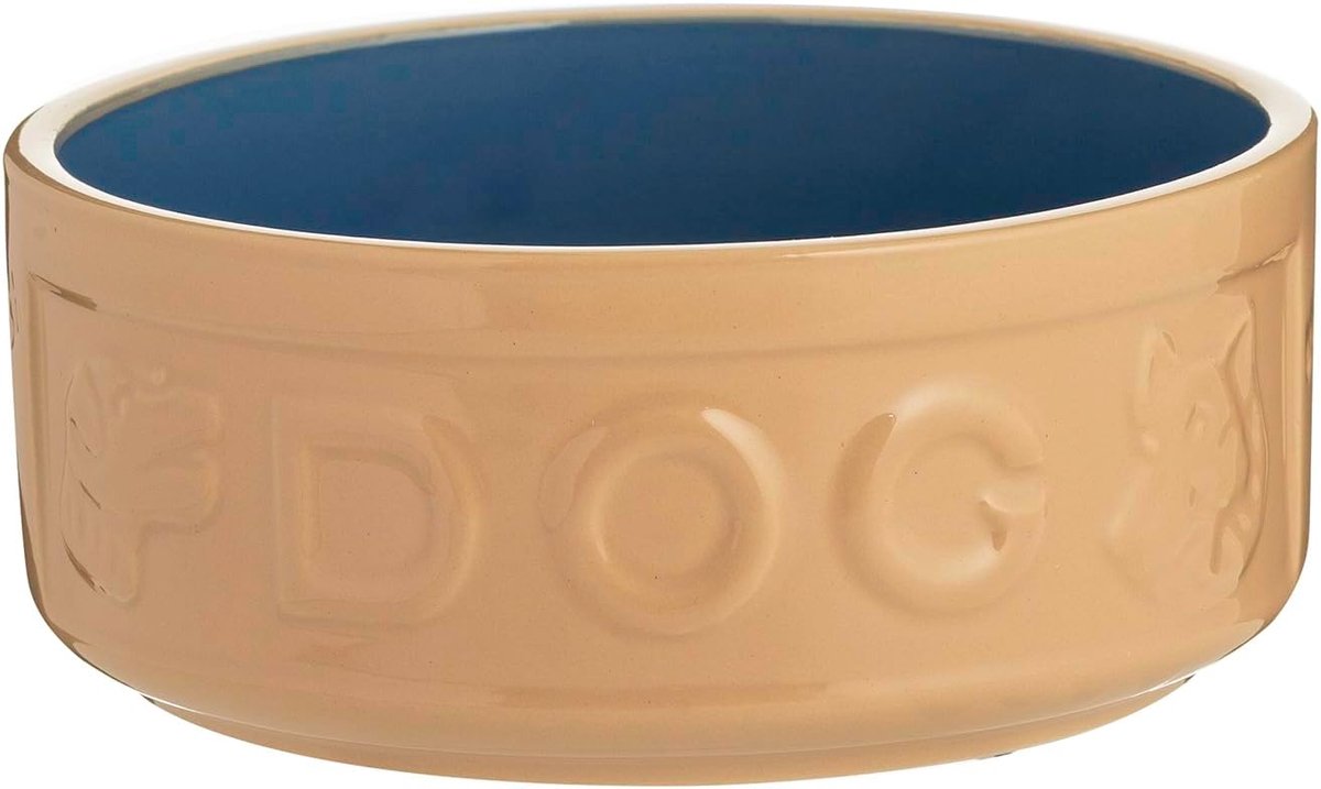 Honden Voerbak - Huisdier Kom - Voeding en Water - Vaatwasmachinebestendig - 15cm Diameter - Riet en Blauw