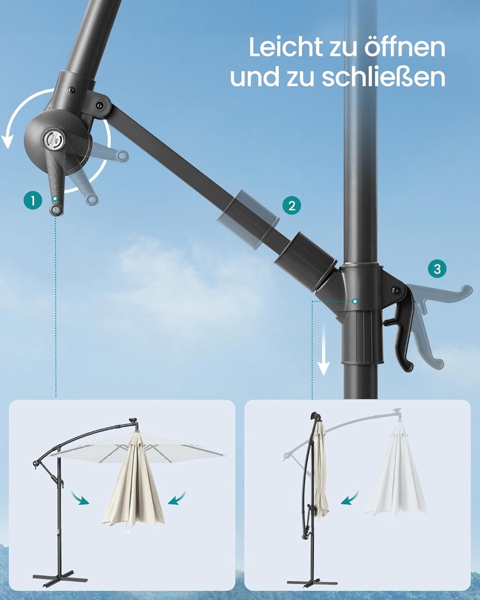 Tuinparasol Bellavero 350 cm Ø – Zonne-energie LED Parasol – UV-bescherming 50+ – Kantelbaar & Zwengel – Waterafstotend – Balkon, Terras & Tuin – Afmetingen op aanvraag – Bellavero
