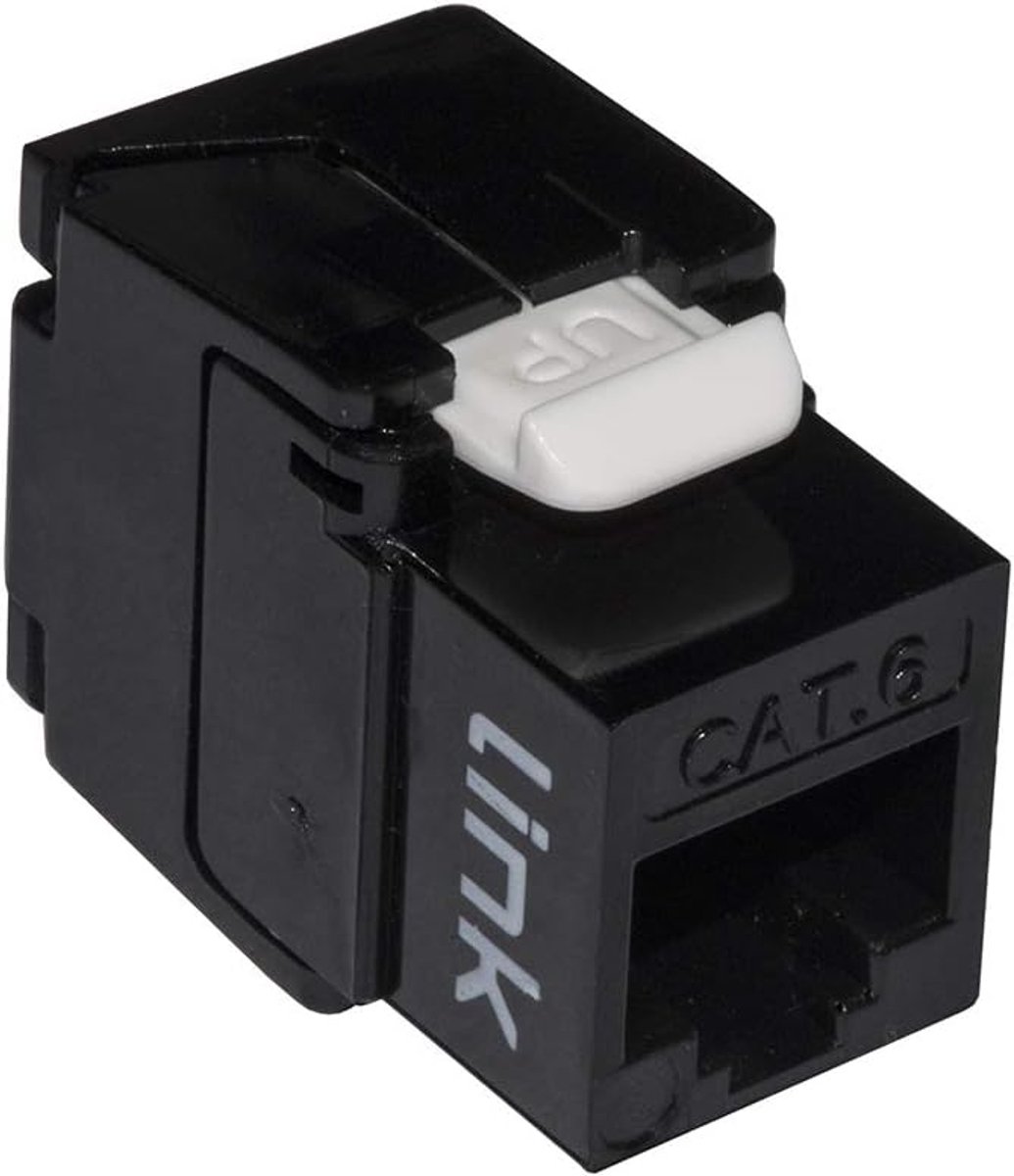 Netstekker Keystone Jack - RJ45 UTP Module - Netwerk Installatie - Gereedschapsloos Aansluiten - Cat 6 180° - Zwart Goud