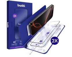 2-Pack Screenprotector Geschikt voor iPhone 16 Pro Max - Buddi Easy Fit Tempered Glass met Installatietray - 9H+ Gehard Glas - Case Friendly Glasplaatje - Eenvoudige montage