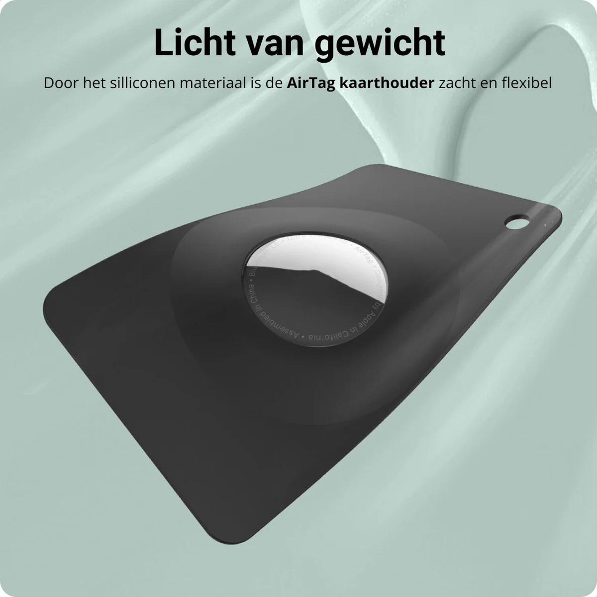 AirTag houder voor portemonnee en pasjeshouder | dun, flexibel siliconen, slank ontwerp, zwart, 8mm dik - Afbeelding 3
