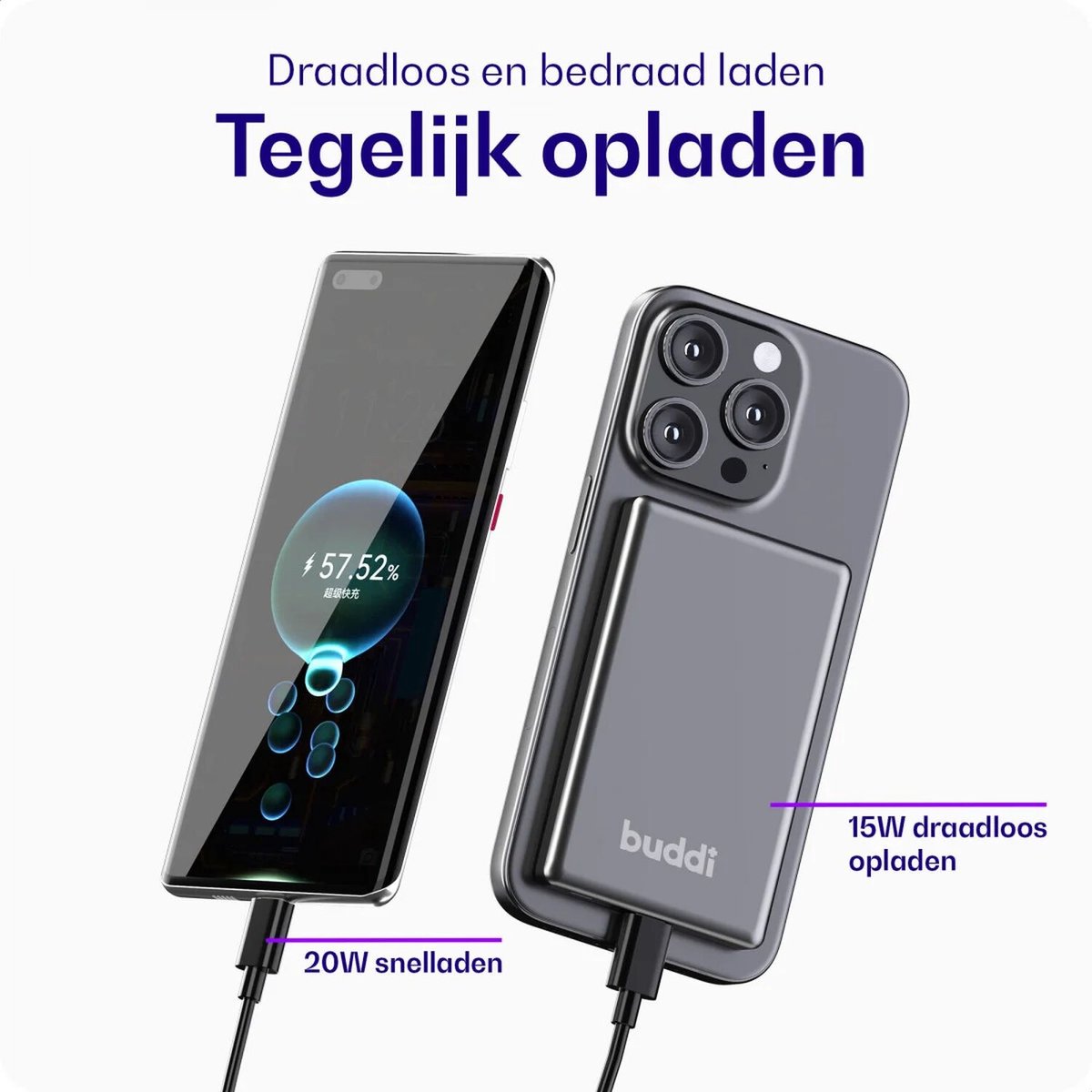 Buddi Connect Draadloze Powerbank 10.000 mAh Zwart - afbeelding 3