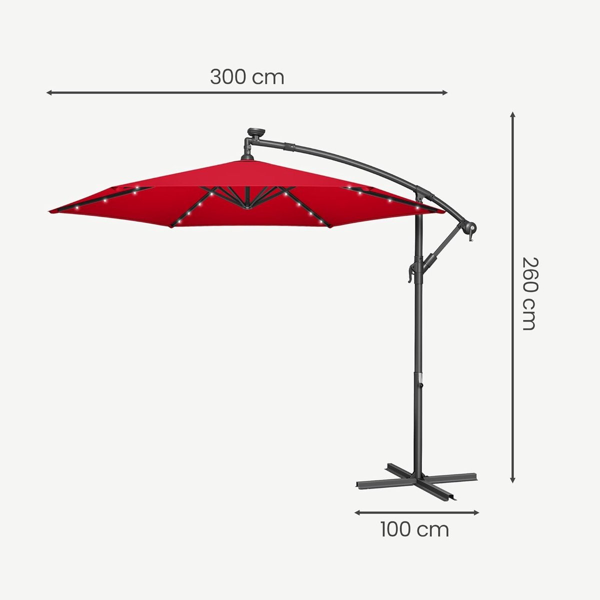 Tuinparasol Bellavero 340 cm XXL – Grote Ronde Parasol Grijs met Zwengel, Kantelbaar 30°, UPF 50+ UV-bescherming – Waterafstotend Zonnescherm voor Tuin, Terras, Balkon & Zwembad – Zonder Voet – Afm...