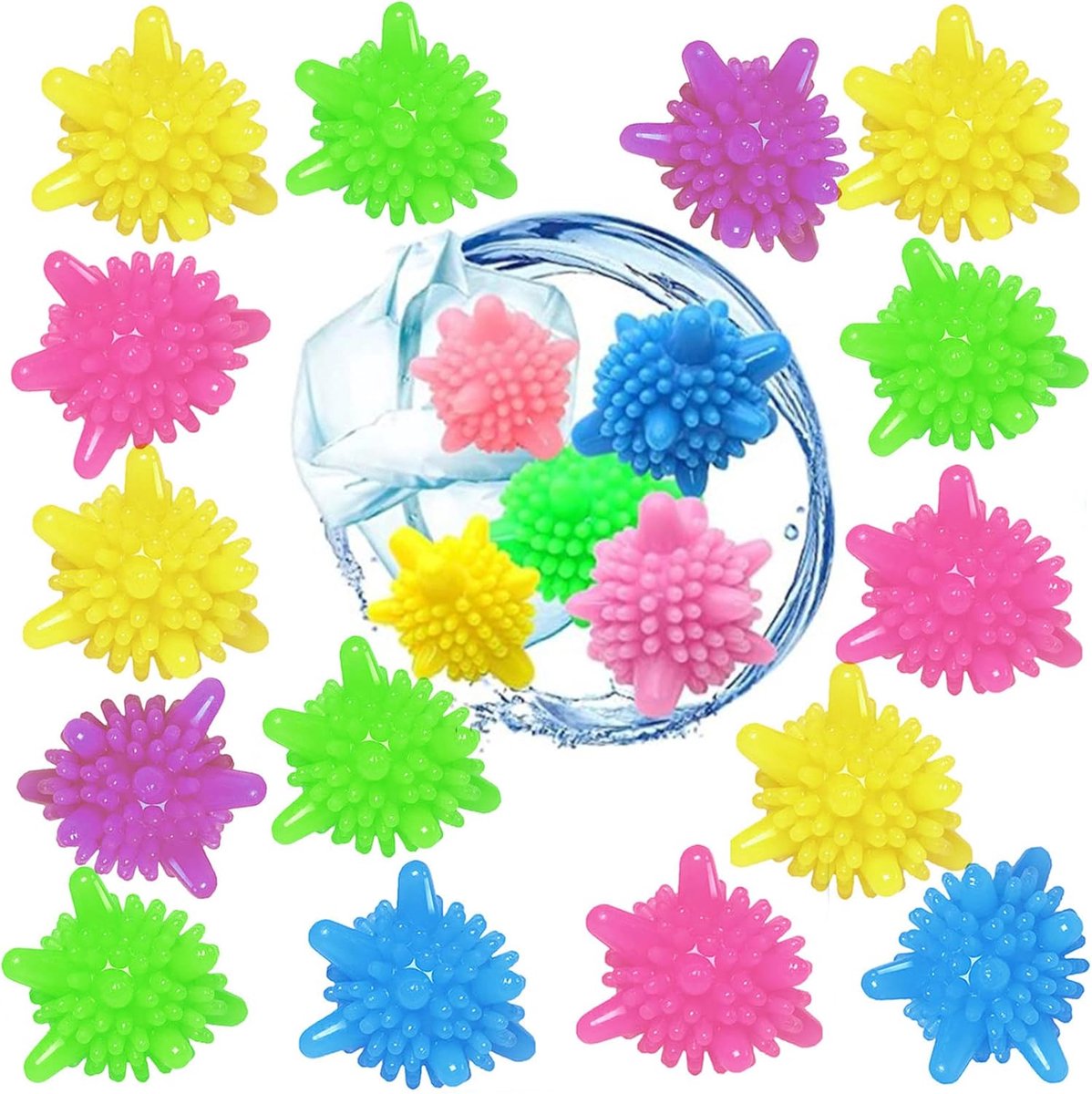 4.5cm * 20 Mix and Match - Wasballen - Wasmachine Balls - Herbruikbare Wasballen - Eco Vriendelijk - Droger Ballen - Vijf Kleuren