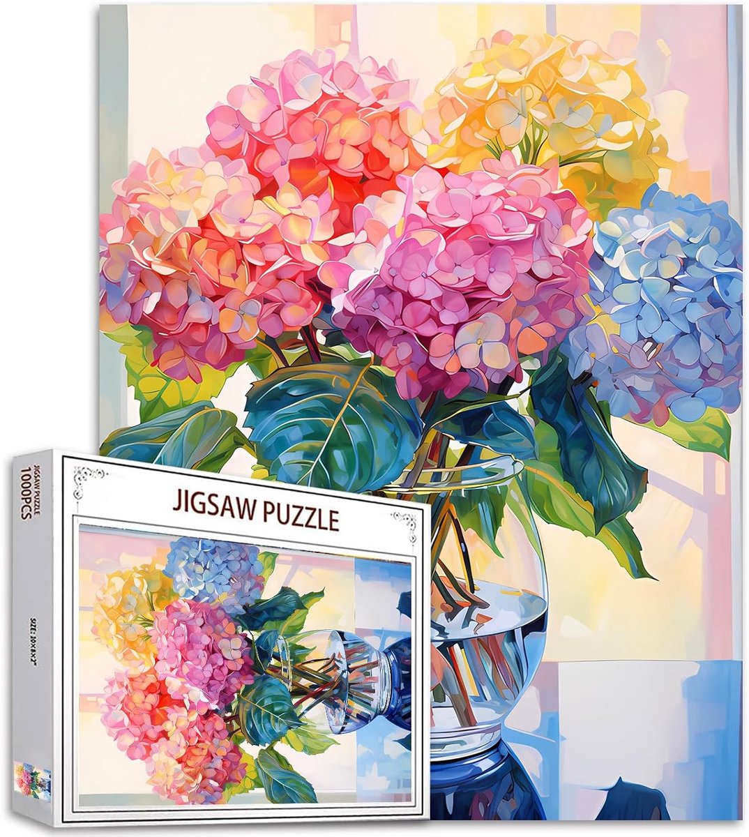 Hortensia Puzzel - Bloemen Puzzel - Familie Activiteit - 1000 Stukjes - 70x50 cm - Bloemrijk
