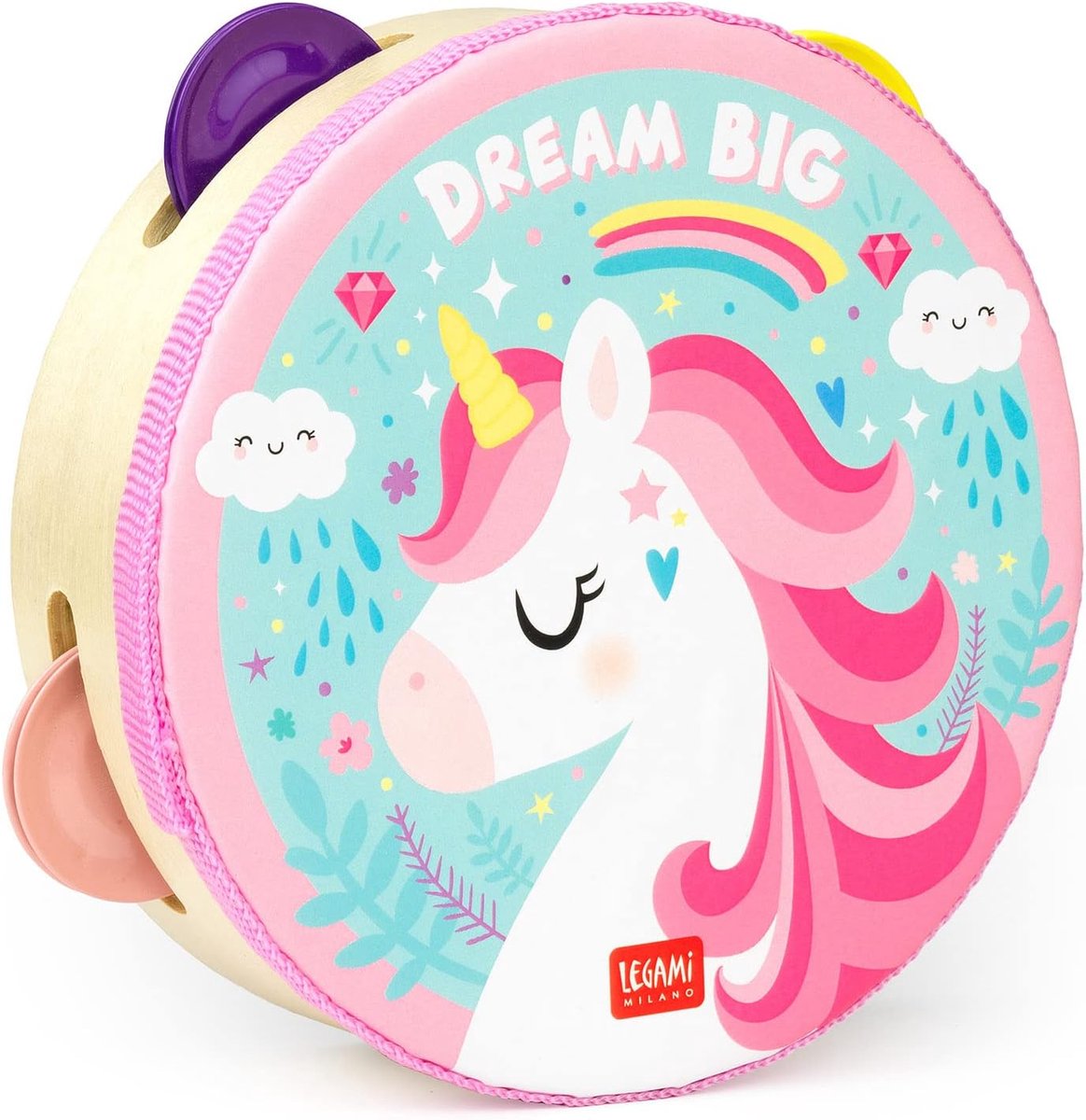 Kinder Tamboerijn - Muziek Speelgoed - Muziek Maken - 4 Rammelaars - 14.5 cm Diameter - Eenhoorn
