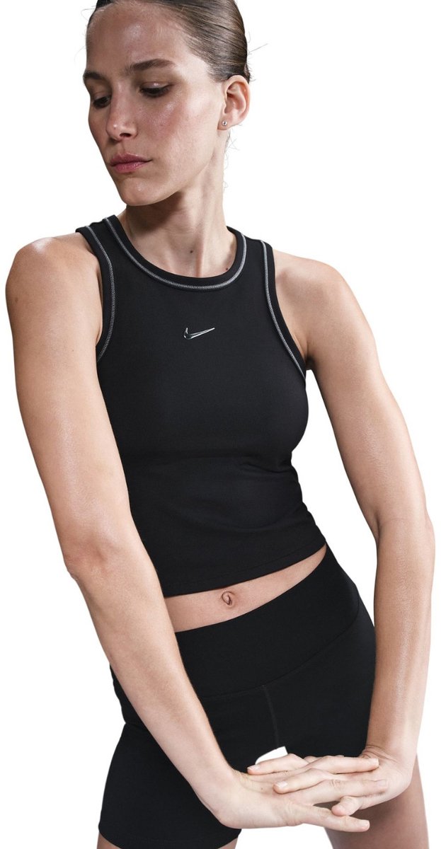 Nike T-shirt Dames Dri-FIT One Fit Crop Zwart