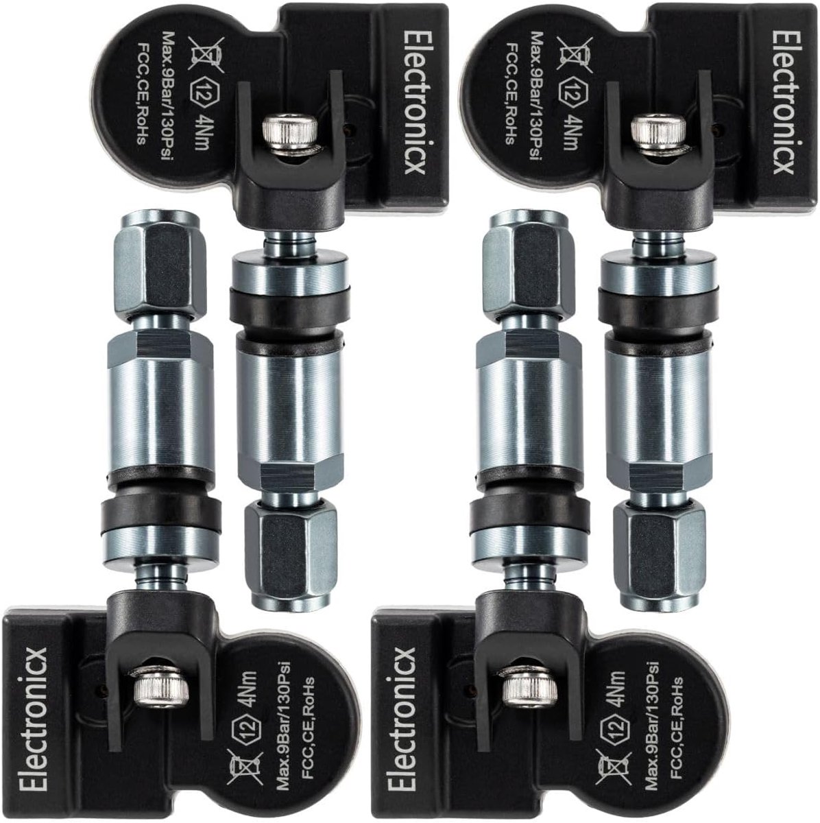 Bandenspanningssensoren - TPMS RDKS - Voertuig Veiligheid - Voorgeprogrammeerd Klaar - 433 Mhz - Donkergrijs