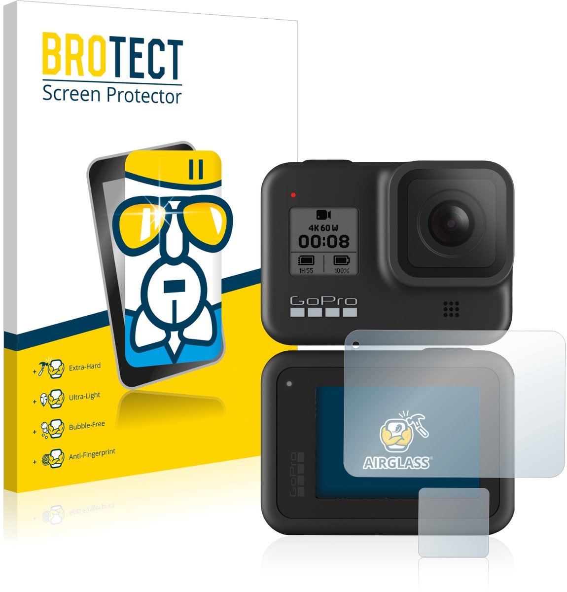 Screenprotector voor GoPro Hero 8 Black Beschermglas transparant