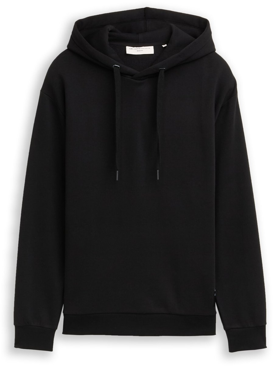 Tom Tailor Denim - Hoodie sweatshirt met logo-badge - Maat M - Black