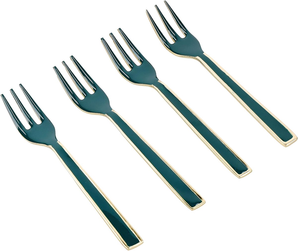 Mini Serveervorkset - Gebaksvorkjes - Desserts Serveren - Emaille Coating - 4-delig - Zilver