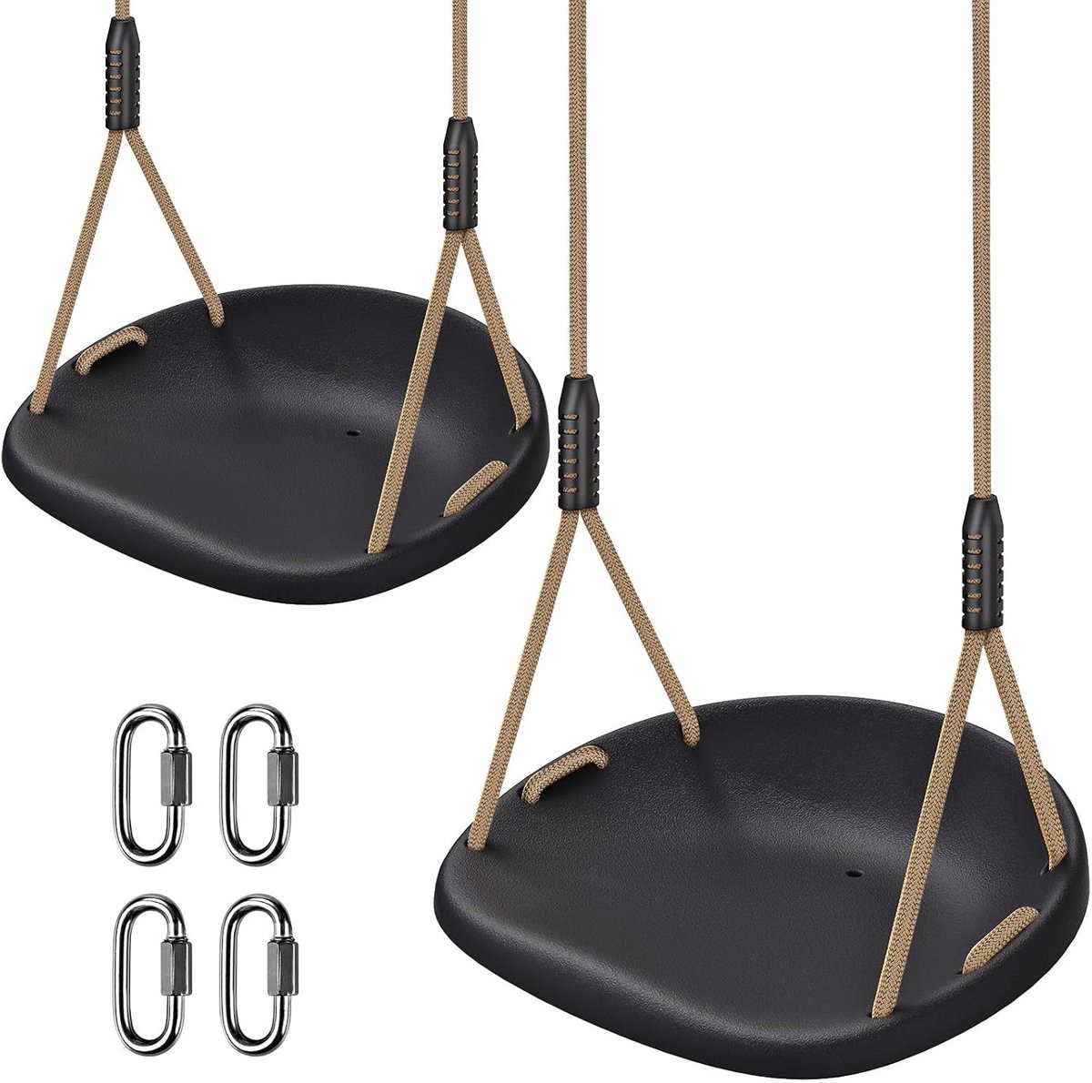Schommelstoel Set - Zitplank Touw - Buiten Spelen - Verstelbaar Touw - 49x40x9cm - Zwart