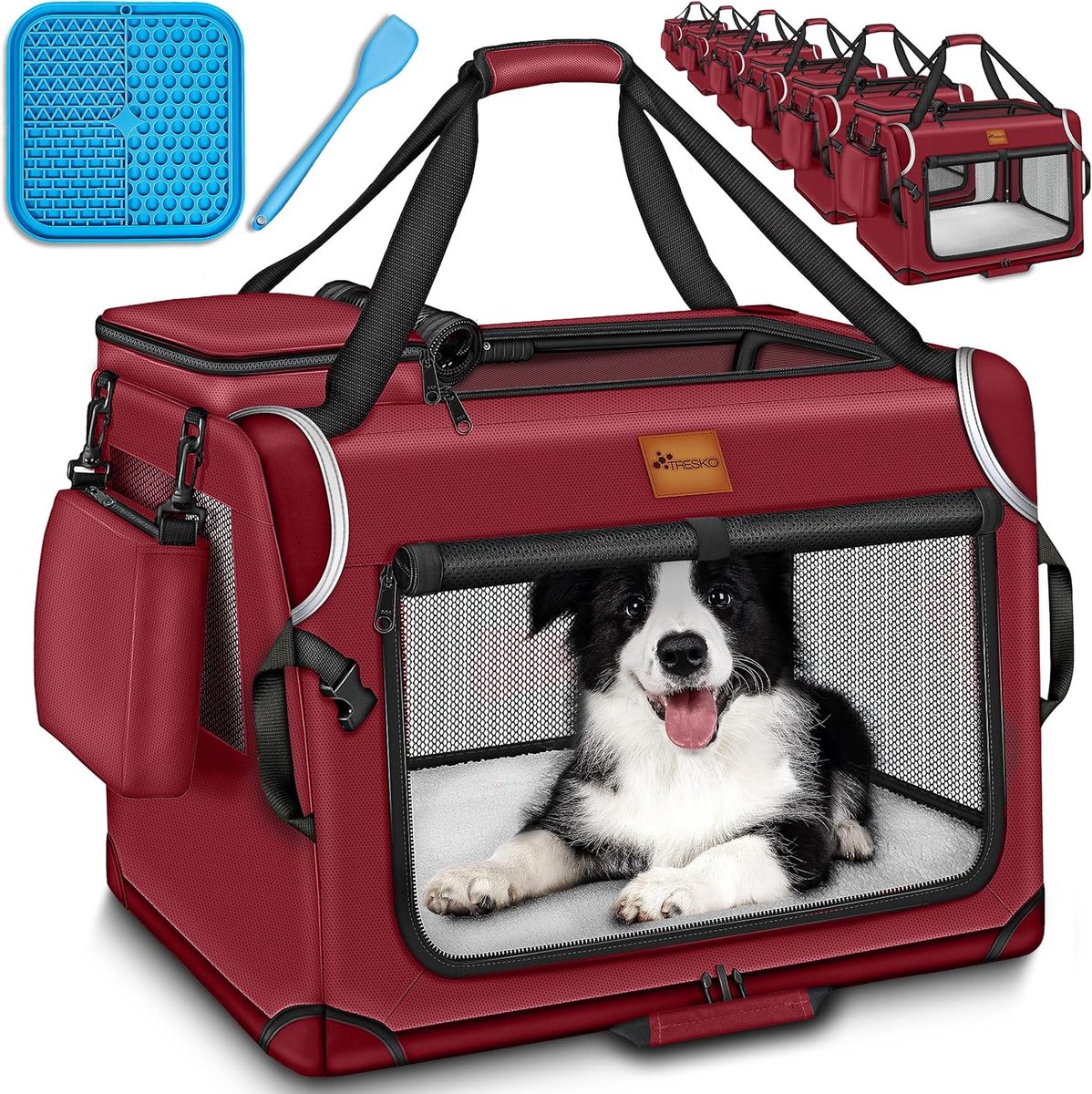 Honden Transportbox - Reismand Hond - Veilig Vervoer - Inclusief Mat & Spatula - 70 x 52 x 52 cm