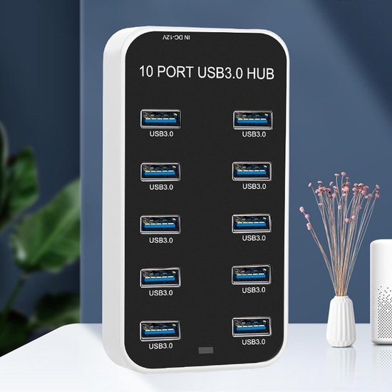 Aangedreven USB Hub - Poorten Uitbreider - Meer Apparaten - 10 Poorten 5Gbps - 121 Gram — afbeelding 2
