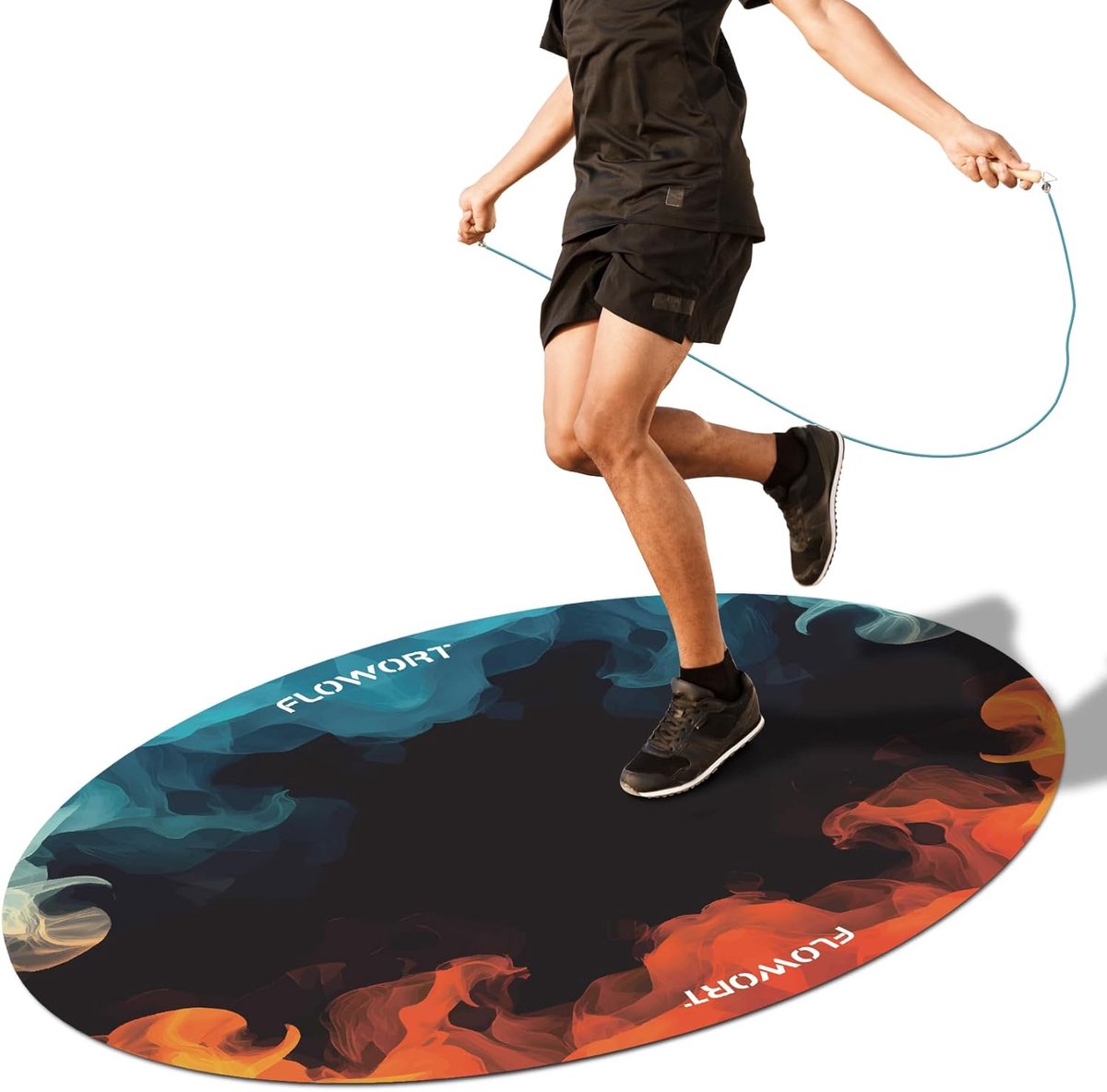 Springtouw Mat - Oefenmat Rubber - Indoor Outdoor Training - Schokabsorberend Antislip - 122x91cm - Rood Blauw