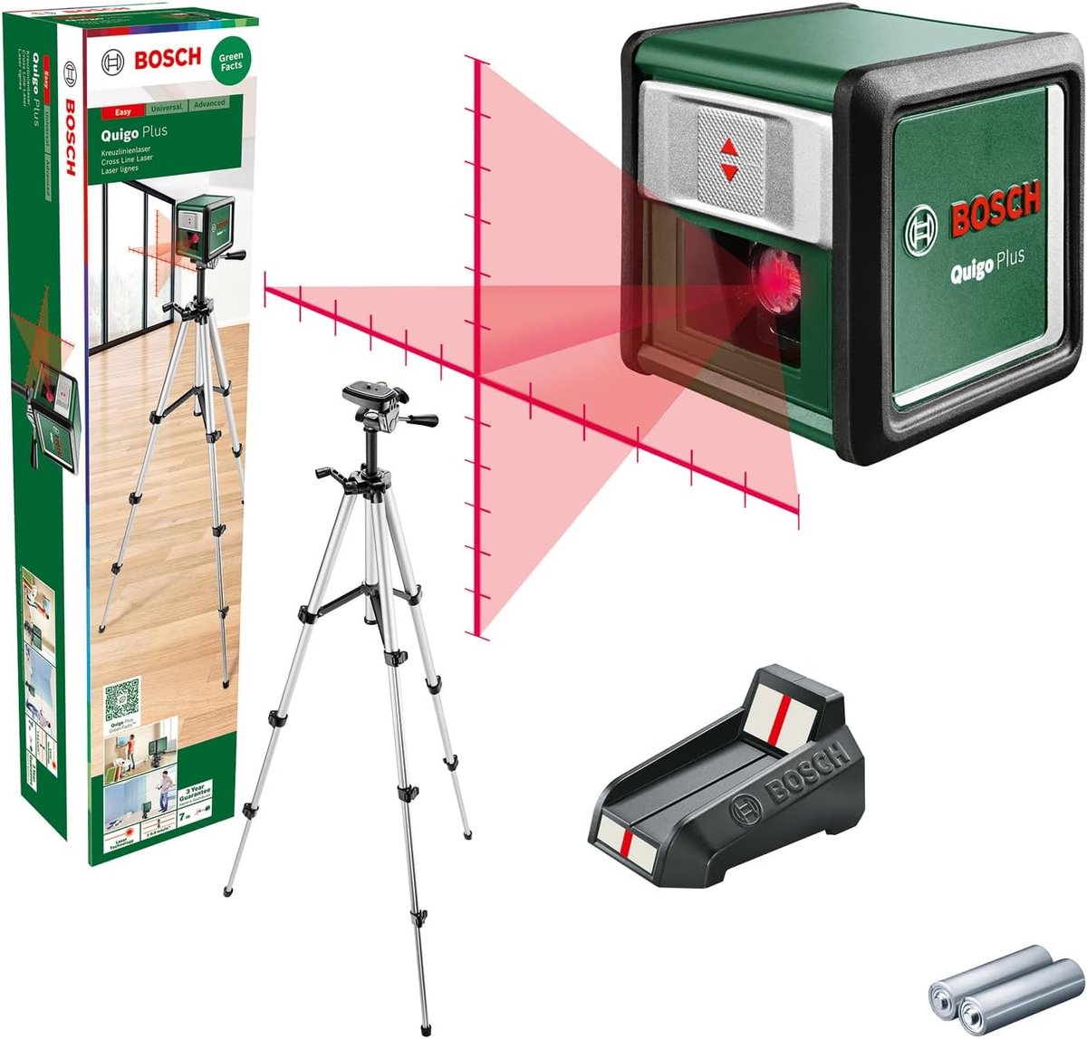 Kruislijnlaser met Statief - Meetgereedschap Laser - Precisie Uitlijnen - Schaalverdeling Afstanden - 1.1 Meter Hoogte - Groen