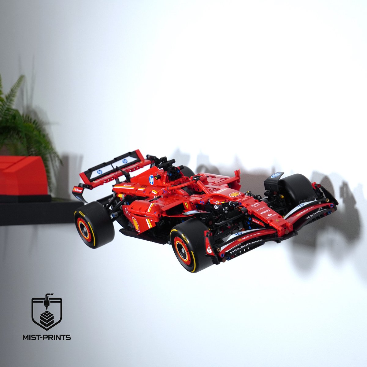 Mist-Prints - Wandbeugel voor F1 racewagen 42207 - Muurhouder - Zwart - 3D-geprint