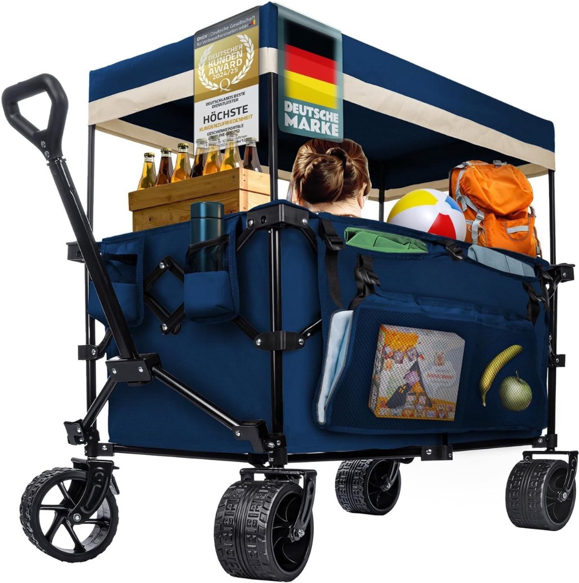 RONN® Bolderkap Opvouwbaar Luchtbanden - Bolderkar - Bolderkar Opvouwbaar - 150 kg - Blauw- 90cm x 50cm x 10cm
