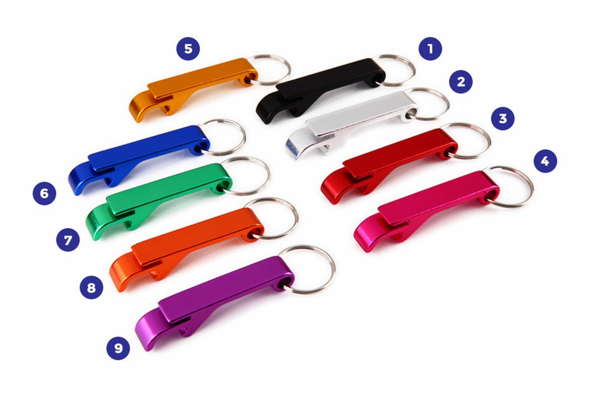 Set van 10 metalen flesopeners, kleur 1: zwart - WD1774733830