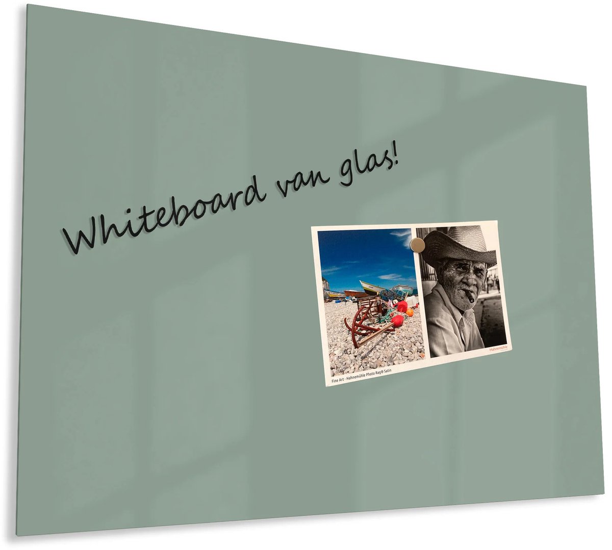 Mydesignglas Glazen Whiteboard - Gehard Glas - Magneetbord - Memobord - Magnetisch - Krasbestendig - Frameless - 90x60cm - Olive Velvet