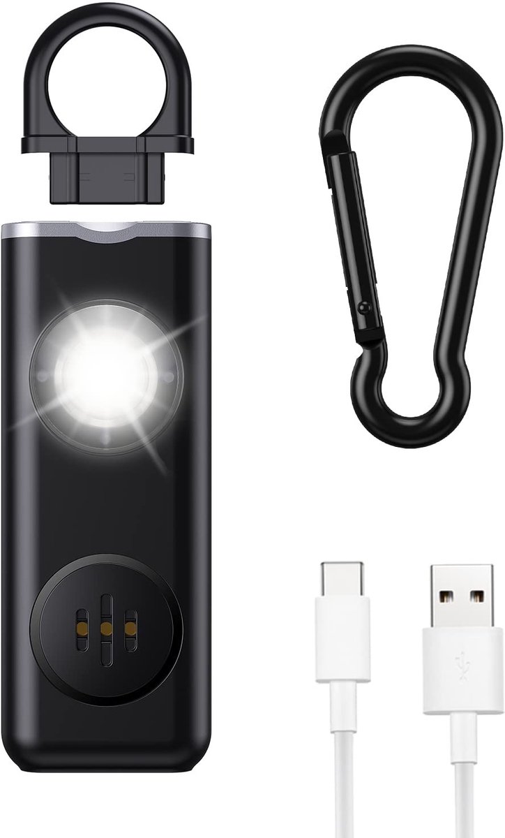 Allecto - Personal Alarm voor Vrouwen en Kinderen, Draadloze Sleutelhanger met 130dB Luide Sirene, LED Stroboscoop, USB Oplaadbaar, Noodalarm en Veili