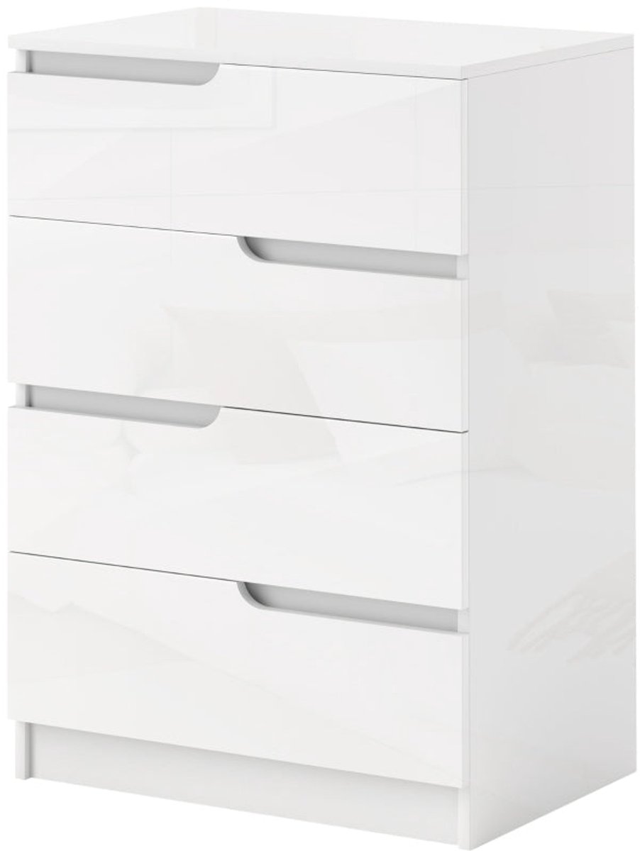 Merax Ladekast 60x40x85 cm – Kast met 4 Laden Hoogglans Wit – Opbergkast voor Slaapkamer en Woonkamer