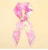 Sjaaltje - Scarf- Accessories - Dames- Bandana's- Halsdoek - Imitatie Zijde- Smal - Roze - Creme
