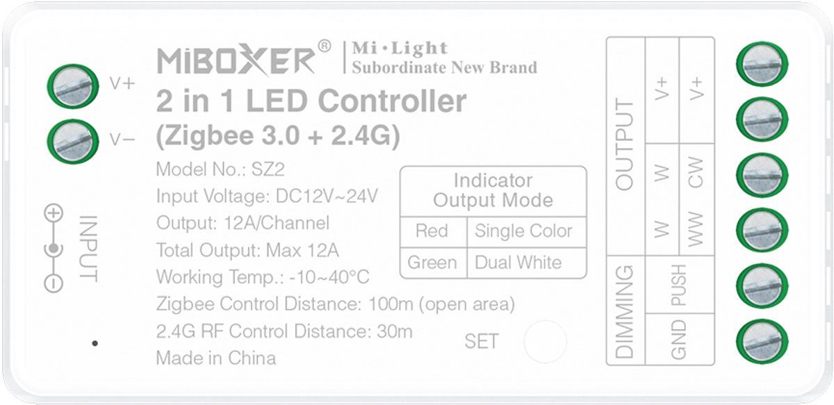 MiBoxer SZ2 ledcontroller - 2-in-1 - Zigbee 3.0 en 2,4 GHz RF