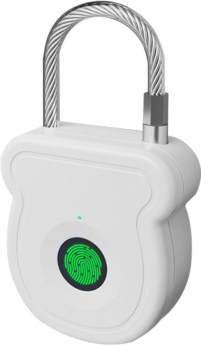 Slim Hangslot - Sleutelloos Slot - Veilige Opslag - Vingerafdruk Ontgrendeling - 7.3x4x1.6cm - Wit